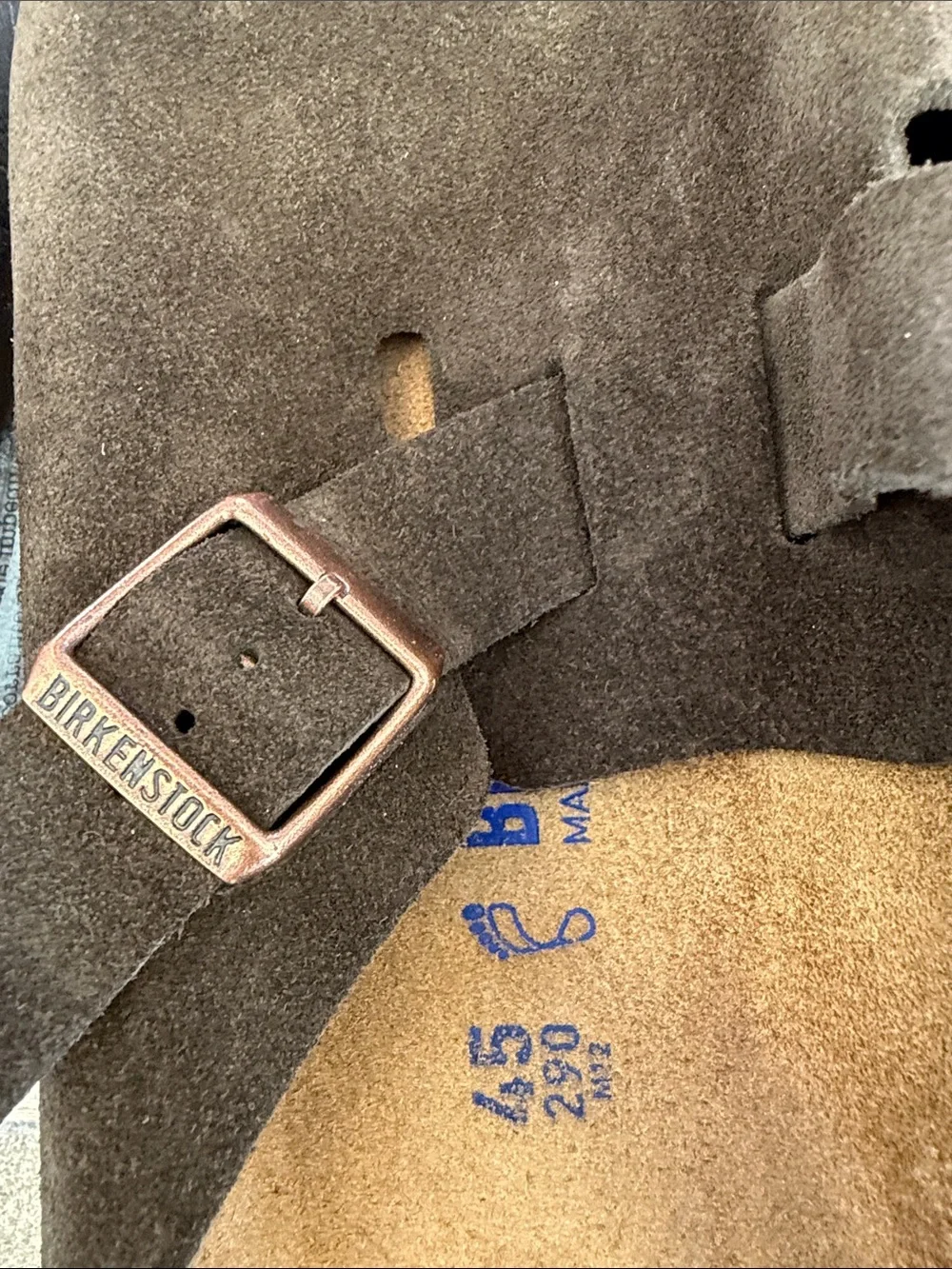 Birkenstock Boston Suede Clog in Dark Brown with Rose Gold Buckles